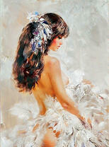 Обнаженная девушка в перьях