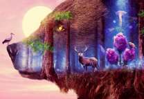 Гора-медведь, журавль и олень