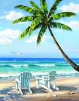 Два шезлонга под одинокой пальмой