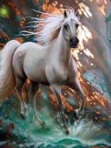 Бег лошади по ручью