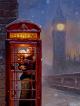 Поцелуй в телефонной будке зимним вечером