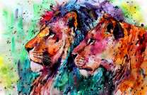 Портрет льва и львицы