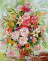 Ваза с большим букетом летних цветов