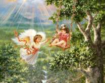 Пара ангелочков под яркими лучами солнца