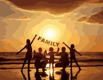Семья на фоне морского заката