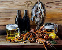 Набор пива и закусок