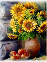 Картина по номерам Colibri «Кувшин с подсолнухами и корзинка с яблоками»