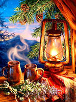 Фонарик на фоне гор