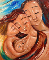 Вся семья на фоне неба