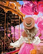 Девушка с шариками у карусели