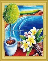 Цветы и вид на озеро