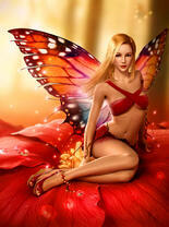 Фея на красном цветке