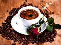 Черный кофе и роза