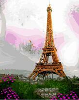 Эйфелева башня и фиолетовые цветочки