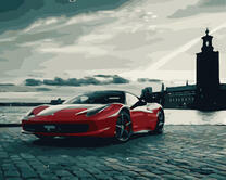 Красный ламборджини на брусчатке