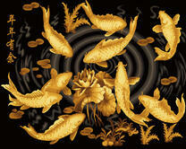 Лотосы и карпы кои