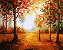 Восход солнца в осеннем лесу