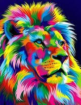 Большой лев крупным планом в стиле поп-арт