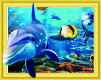 Стая дельфинов на морском дне