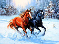 Снег в лесу и две лошади