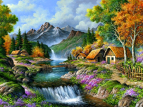 Старая деревня у горной реки