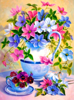 Цветы в кувшине и чашке