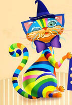 Смешной полосатый кот в шляпе и бабочке