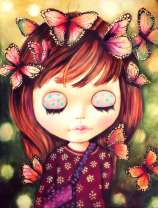 Девочка в окружении бабочек