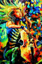 Девушка на виолончели в стиле поп-арт