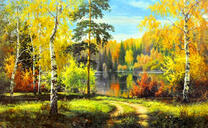 Березовая роща в осеннем цвете