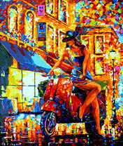 Красивая девушка на мопеде