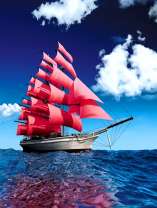 Яхта с розовыми парусами