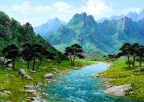 Река среди высоких гор