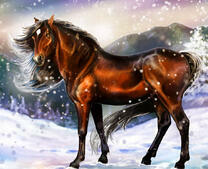Лошадь на морозном ветре