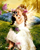 Ангелочек с черным котенком