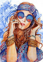 Девушка-хиппи в красивом наряде