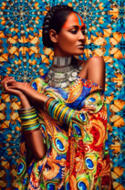 Женщина в ярком этническом наряде