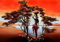 Девушка с кувшином у озера