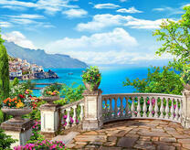 Цветущая видовая площадка над морем