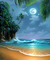 Полнолуние и песчаный пляж