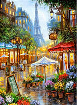 Цветочные магазинчики в вечернем Париже