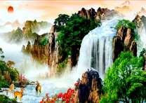 Олени у горного водопада