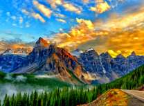 Красивое небо, горы и лес