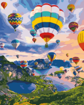 Яркие воздушные шары над горными озёрами