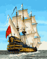 Красивый галеон на волнах