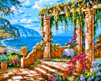 Цветущая беседка на греческом побережье