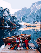 Романтический пикник с видом на горы и озеро