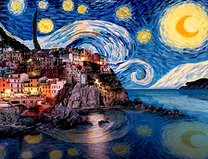 Звездная ночь над курортным городом