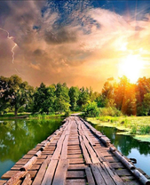 Деревянный мост через реку