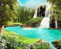 Водопад над лазурной рекой